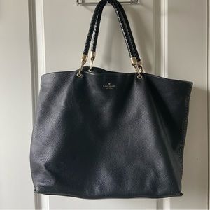 Kate spade black pebbled leather large tote purse